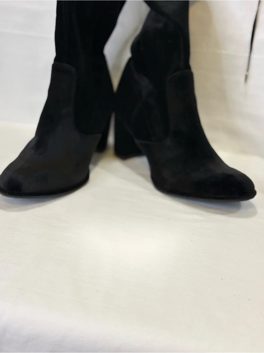 Marc Fisher Black Velvet Over-the-Knee Block Heel Boots SZ 6M $129